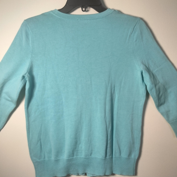 Talbots Cardigan Sweater 3/4 Sleeve Crocheted Yoke Neckline - Picture 7 of 7